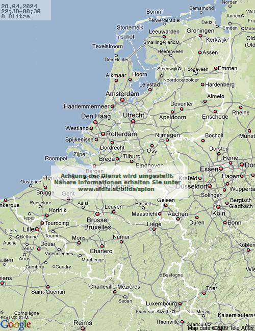 Lightning Netherlands 22:30 UTC Sat 27 Apr