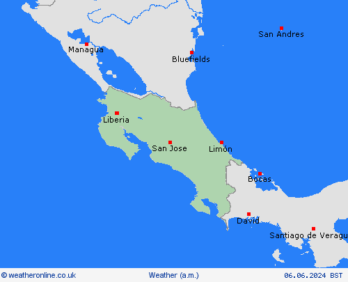 overview Costa Rica Central America Forecast maps