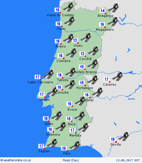 road conditions Portugal Europe Forecast maps