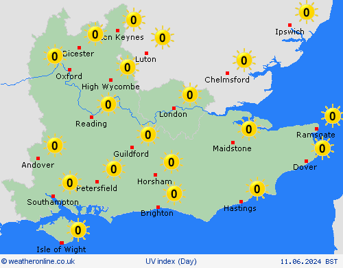 uv index  United Kingdom Forecast maps