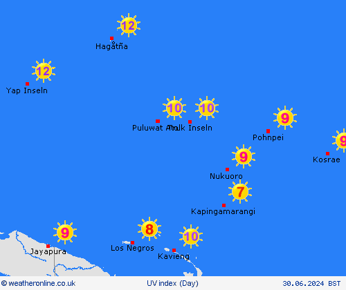 uv index Micronesia Oceania Forecast maps