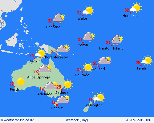 overview  Oceania Forecast maps