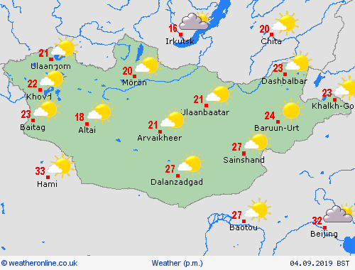 overview Mongolia Asia Forecast maps