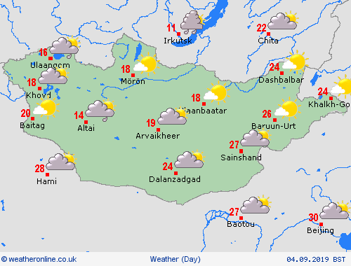 overview Mongolia Asia Forecast maps