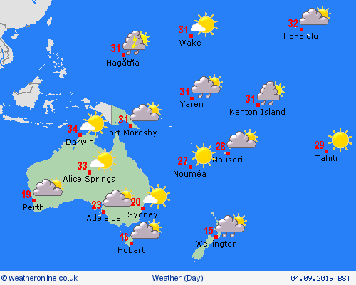 overview  Oceania Forecast maps