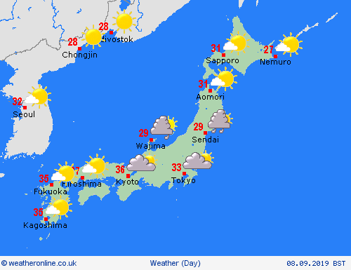 overview Japan Asia Forecast maps