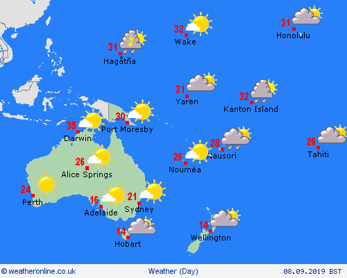 overview  Oceania Forecast maps