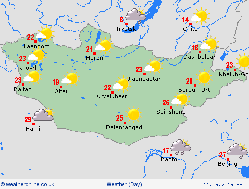 overview Mongolia Asia Forecast maps