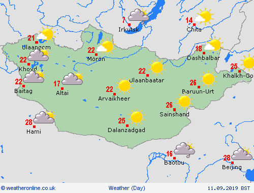 overview Mongolia Asia Forecast maps