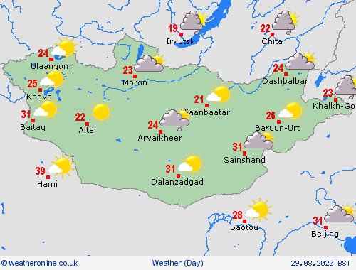 overview Mongolia Asia Forecast maps