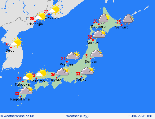 overview Japan Asia Forecast maps