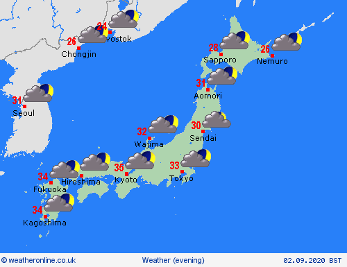 overview Japan Asia Forecast maps