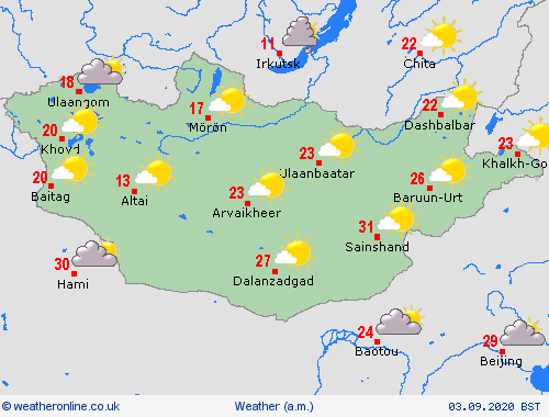 overview Mongolia Asia Forecast maps