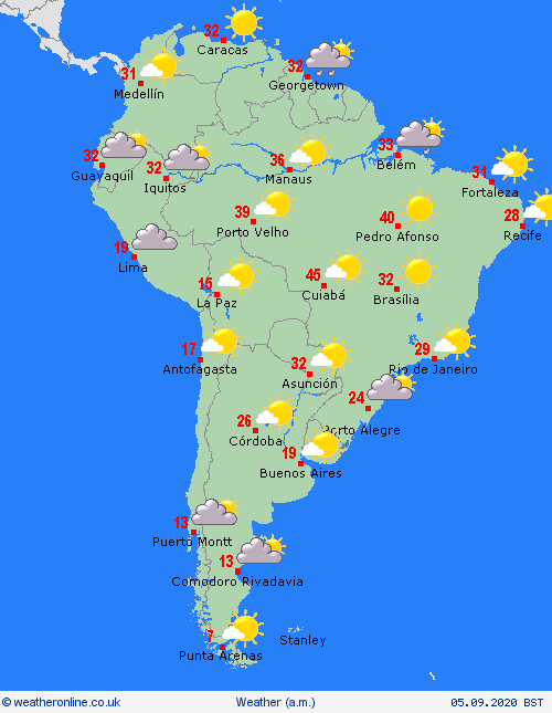 overview  South America Forecast maps