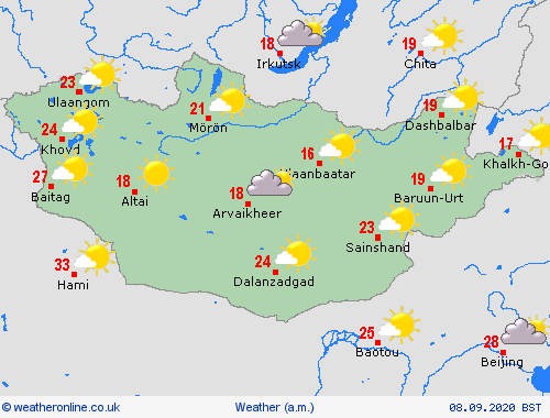 overview Mongolia Asia Forecast maps