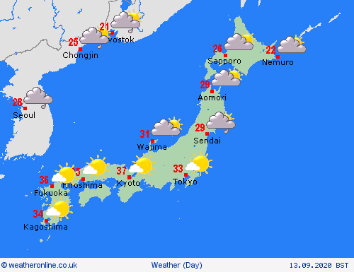 overview Japan Asia Forecast maps