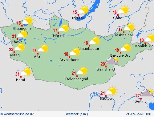 overview Mongolia Asia Forecast maps