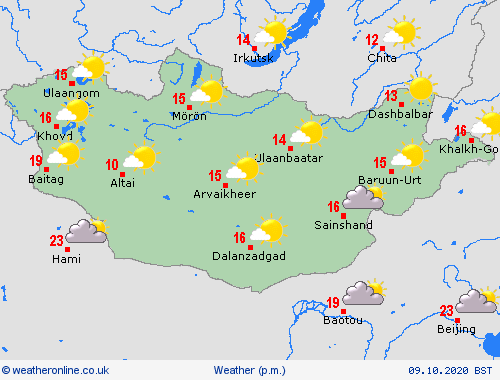 overview Mongolia Asia Forecast maps