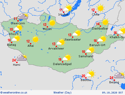 overview Mongolia Asia Forecast maps