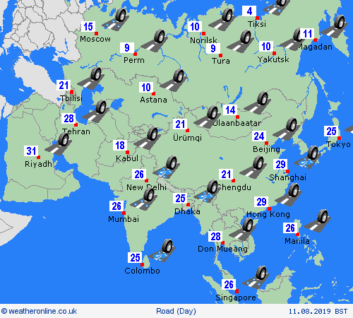 road conditions  Asia Forecast maps