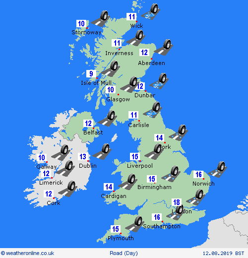 road conditions  United Kingdom Forecast maps