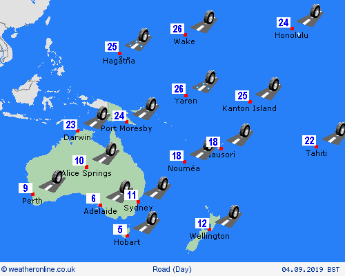 road conditions  Oceania Forecast maps