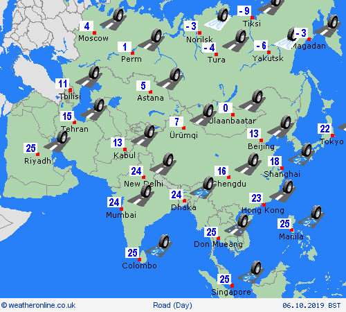 road conditions  Asia Forecast maps