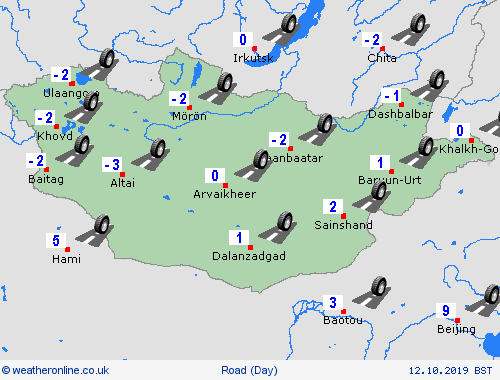 road conditions Mongolia Asia Forecast maps