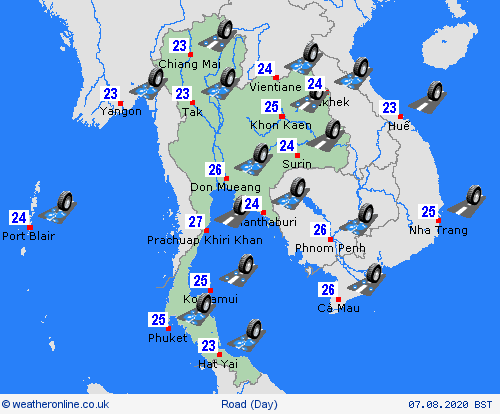 road conditions Thailand Asia Forecast maps