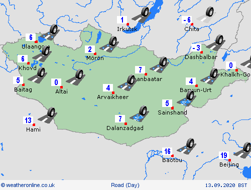 road conditions Mongolia Asia Forecast maps