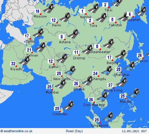 road conditions  Asia Forecast maps