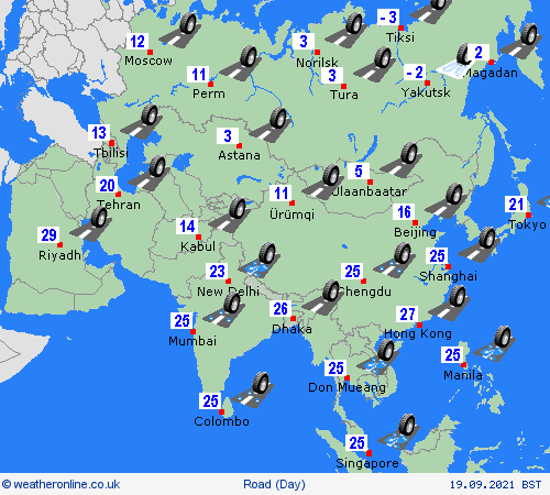 road conditions  Asia Forecast maps