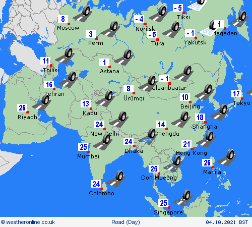 road conditions  Asia Forecast maps