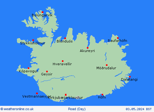 road conditions Iceland Europe Forecast maps