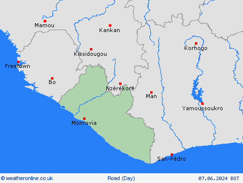 road conditions Liberia Africa Forecast maps