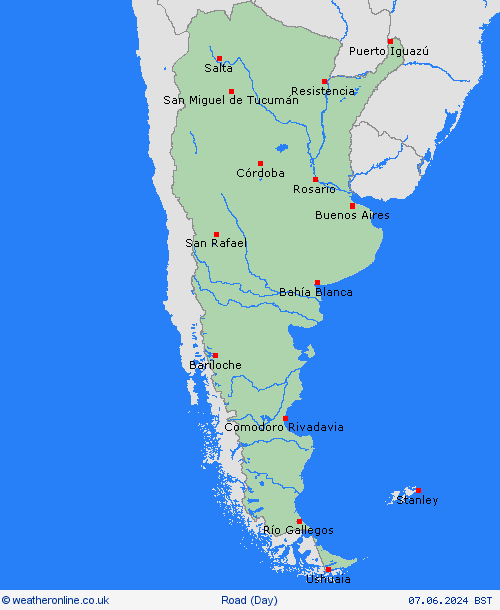 road conditions Argentina South America Forecast maps