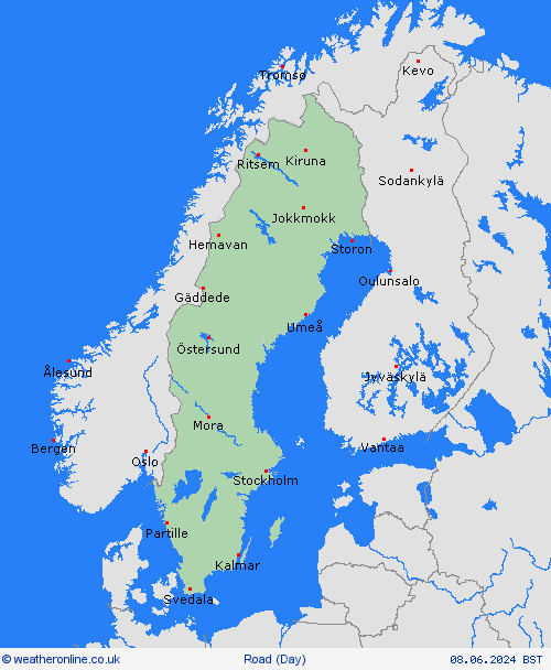 road conditions Sweden Europe Forecast maps