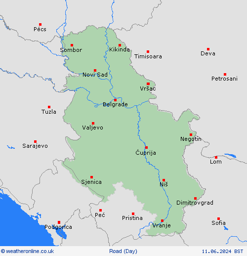 road conditions Serbia Europe Forecast maps