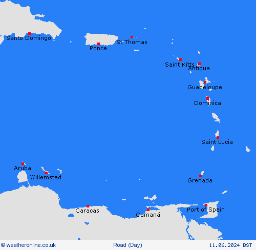 road conditions Lesser Antilles Central America Forecast maps