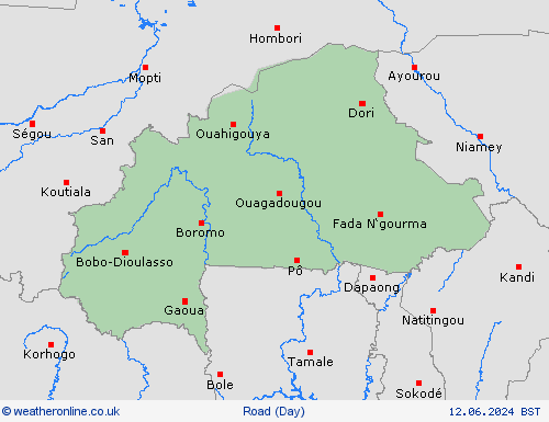 road conditions Burkina Faso Africa Forecast maps