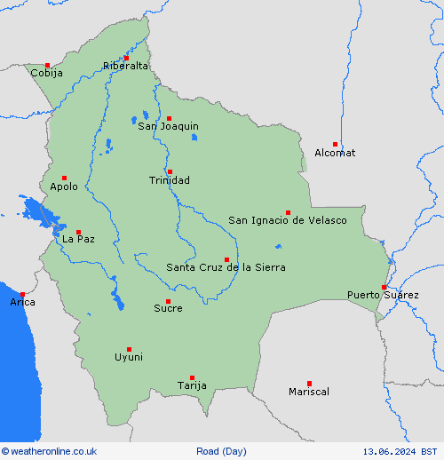 road conditions Bolivia South America Forecast maps