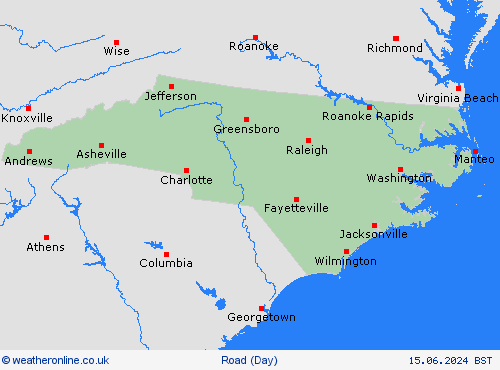 road conditions North Carolina North America Forecast maps