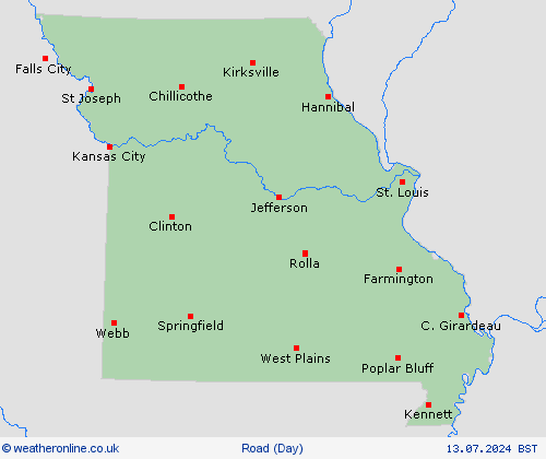 road conditions Missouri North America Forecast maps