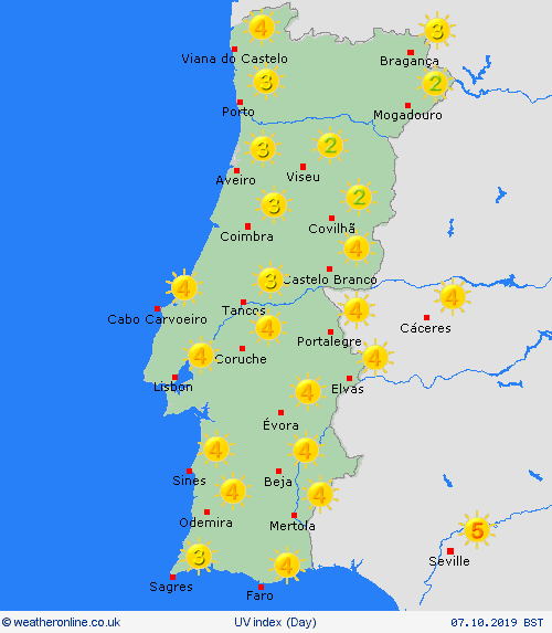 uv index Portugal Europe Forecast maps