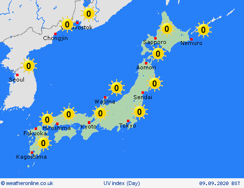 uv index Japan Asia Forecast maps