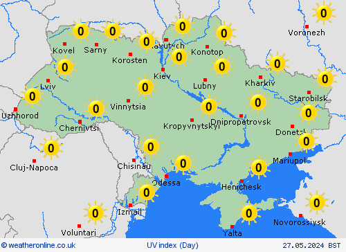 uv index Ukraine Europe Forecast maps