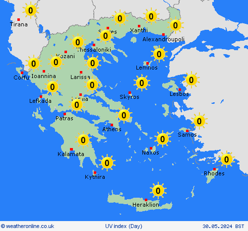 uv index Greece Europe Forecast maps