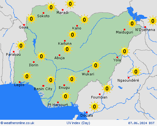 uv index Nigeria Africa Forecast maps