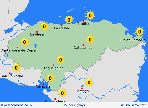 uv index Honduras Central America Forecast maps