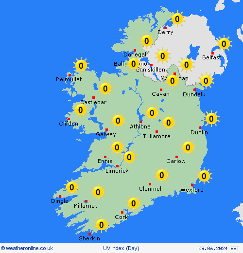 uv index Ireland Europe Forecast maps